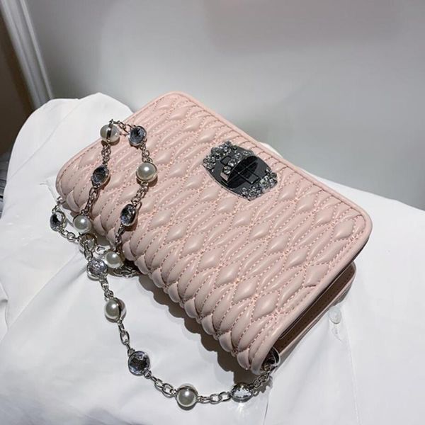 

elegant female square crossbody bag 2020 new high-quality pu leather women's handbag diamond lock chain shoulder messenger bag