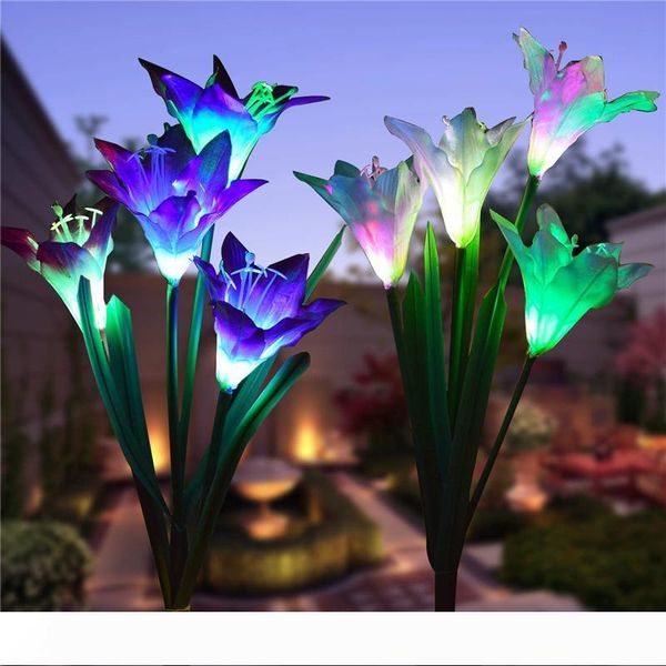 

solar garden stake lights led lily flower lights multi-color changing landscape decorative lamp ip55 for garden patio