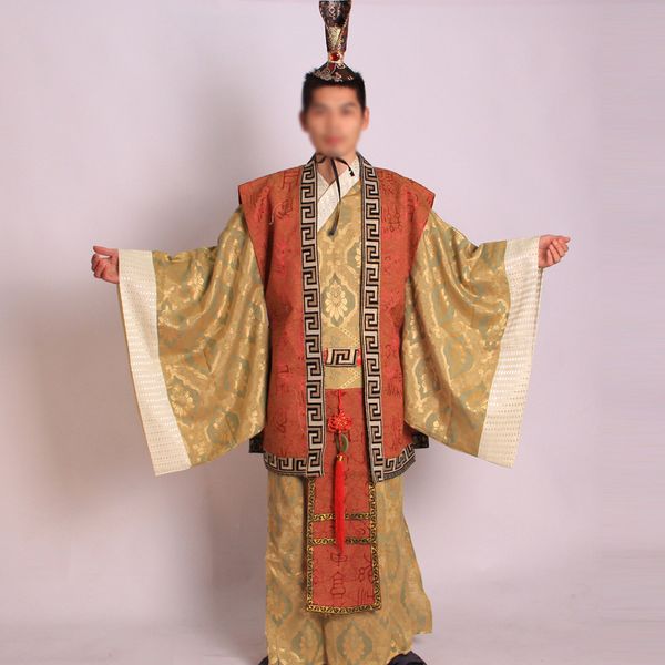 

ancient chinese king cosplay costume hanfu traditional emperor suits party dance costumes hmong clothes, Black;red