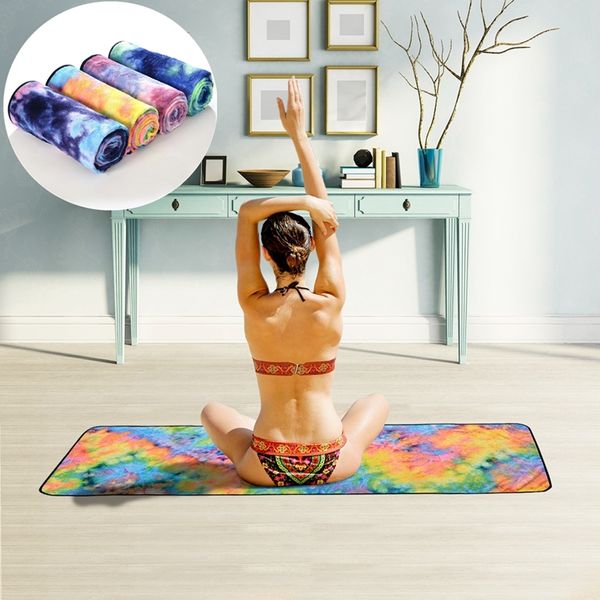 

dhl soft yoga blankets fitness exercise pad cover tie-dye print yoga pilates mat towel multi-function equipment for exercise yoga mat