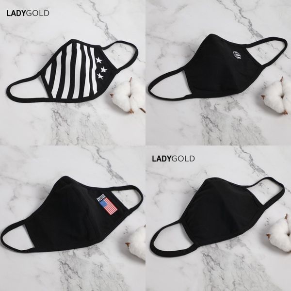 

3-7 arrived in te united states pm2.5 pure cotton anti-aze 's masks, printed masks integrated wit 2 cotton protective filters#730, Black