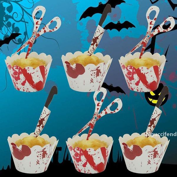 

halloween cupcake wrappers and ers set pumpkin bat spider paper handmake diy cake decoration kitchen supplies 08