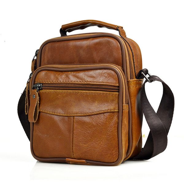 

small plain mini men genuine leather messenger bag briefcase male leather handbag brand brown boy shoulder bag