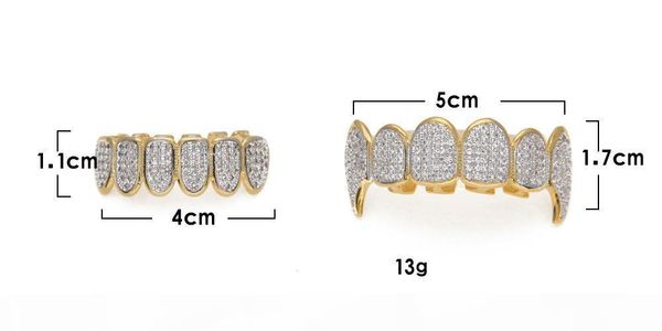 

punk gold color hip hop micro pave кубический циркон зубы grillz caps top bottom мужчины женщины клыки вампира грили set, Black