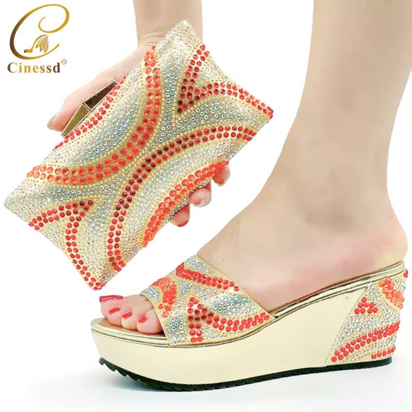 

latest african wedding italian shoe and bag sets decorated with rhinestone luxury shoes women designers african wedding pumps, Black