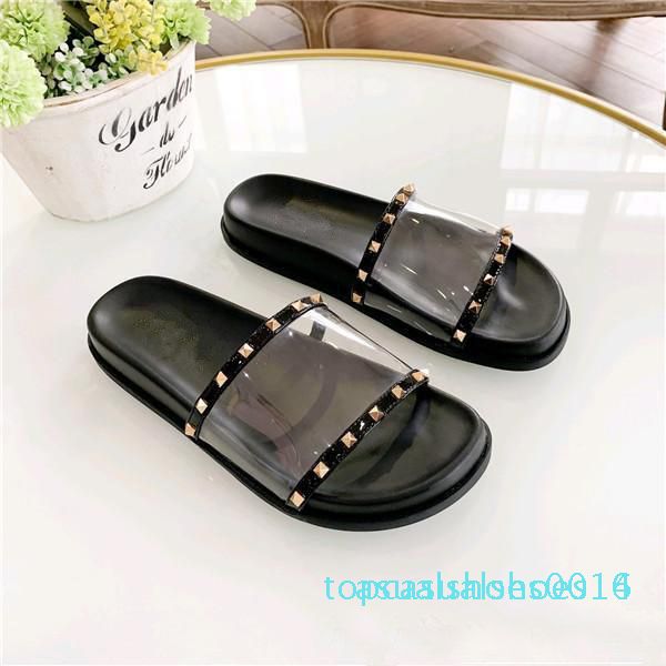 

designer slippers women sandal slipper genuine leather fashion designer women shoes sandals slide t16, Black