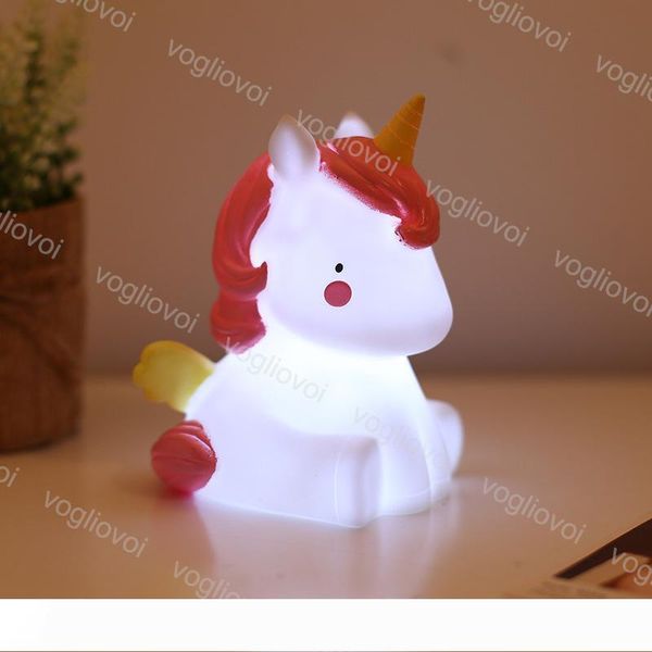 

unicorn led night light cartoon animal bedside lamps resin baby nursery bedroom table decor lights christmas gift