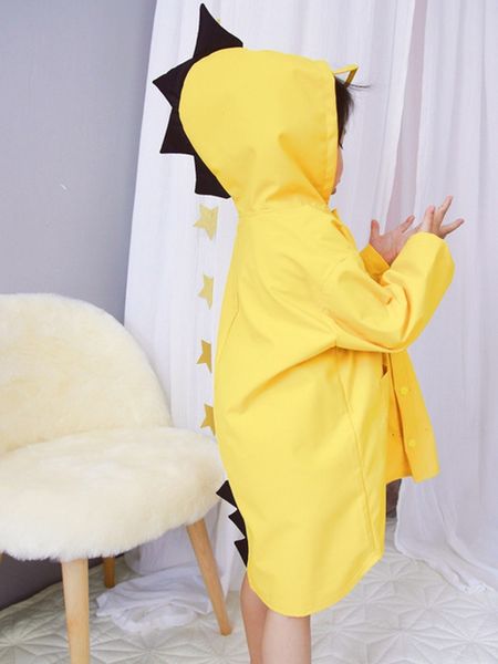 

k8vvo children's baby cartoon cute little dinosaur kindergarten primary school children and girls raincoat girl raincoat 2-10 years old, Black