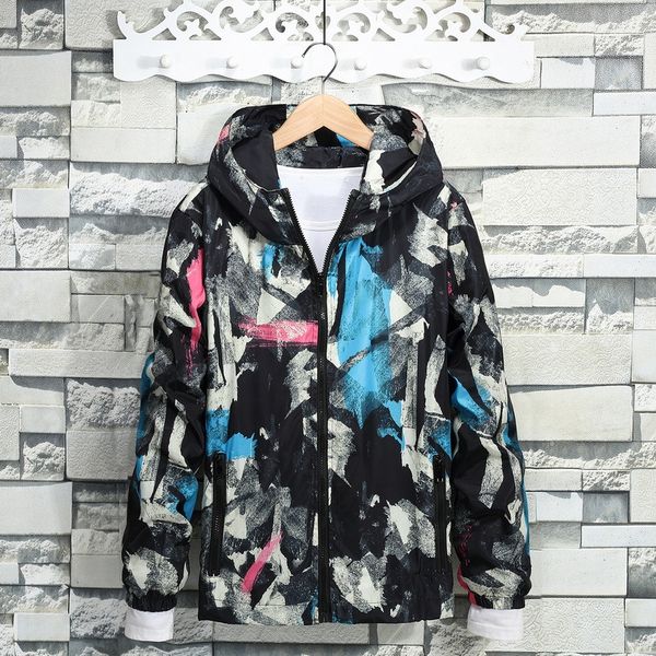 

ykhh0 spring and autumn youth camouflage printed windbreaker jacket men's hooded sports casual jacket outdoor windbreaker student class, Tan;black