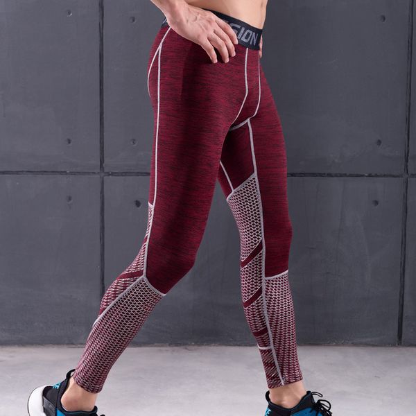 

yoga pants 2020 sport pants men running tights compression sports basketball leggings gym fitness training elastic slim trousers, White;red