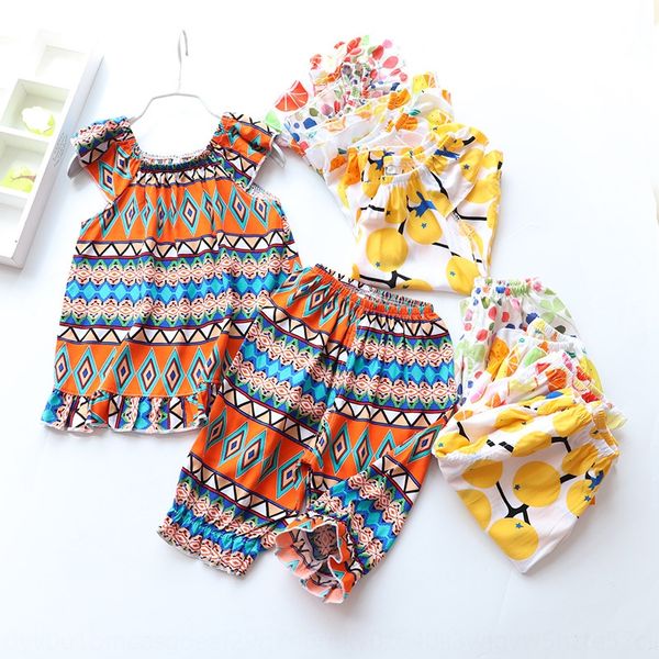 

clothing silk suit girls artificial cotton children's vest children's clothing vest cartoon printing two-piece set