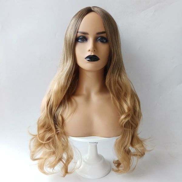 

long natural wavy womens ombre color wig synthetic wigs 28" women wavy wigs heat resistant daily hair wig j1540, Black