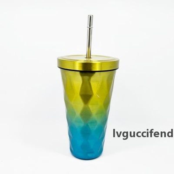 

stainless steel vacuum cup diamond vacuum cup gradient color vacuum cup with straw wim double wall and cold drinking cups coffee