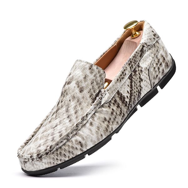 

zeguuer brand fashion snakeskin pattern men casual shoes plus-size comfy male driving shoes slip-on loafers casual schoenen, Black
