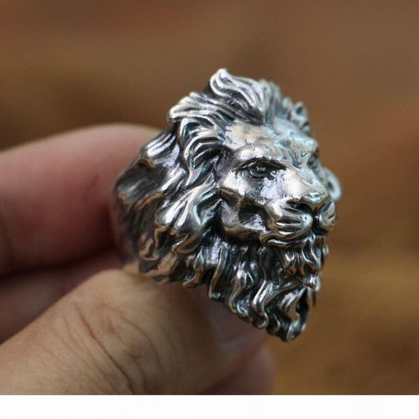 

linsion huge 925 sterling silver king of lion ring mens biker punk ring ta128 us size 8 to 15, Golden;silver