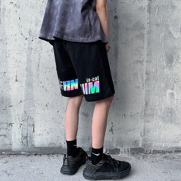 

men's shorts men reflective streetwear cotton summer 2021 mens casual running loose joggers korean fashion sweatpants, White;black