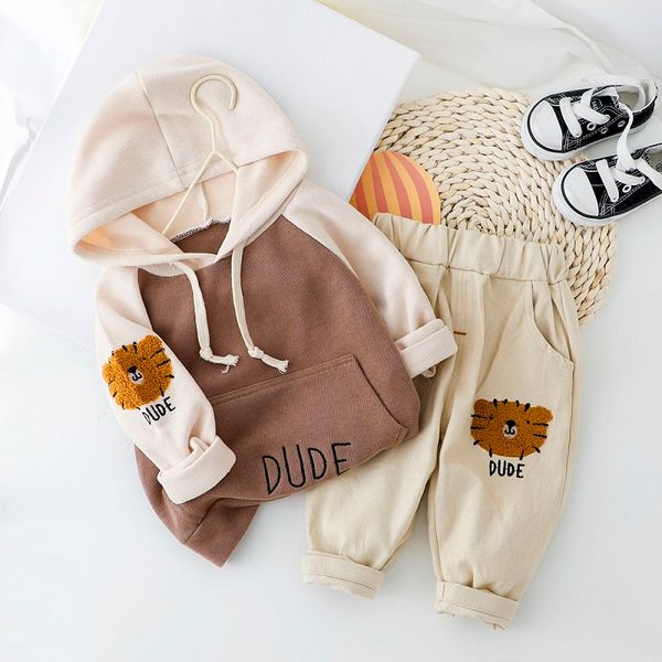 

kid boy girl casual hoodie sportswear for boy girl clothing set new lion baby boys set spring autumn infant kid clothes 1-5yrs, White