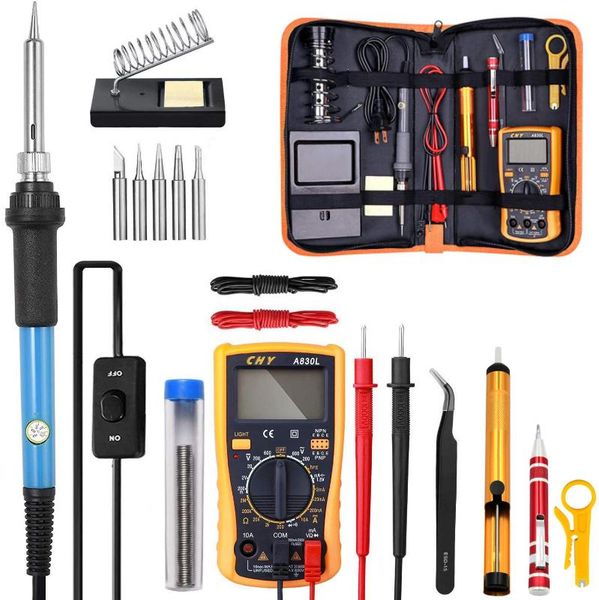 

adjustable temperature electric soldering iron kit 220v 110v 60w welding solder rework station heat pencil repair tools