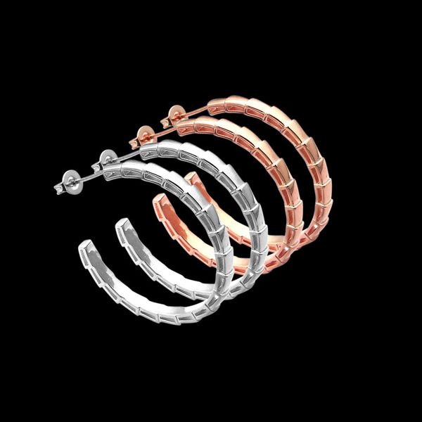 

2020 designer's foreign trade b letter diamond-snake festival c-shaped earrings ladies selling gold edition snake bone, Golden;silver