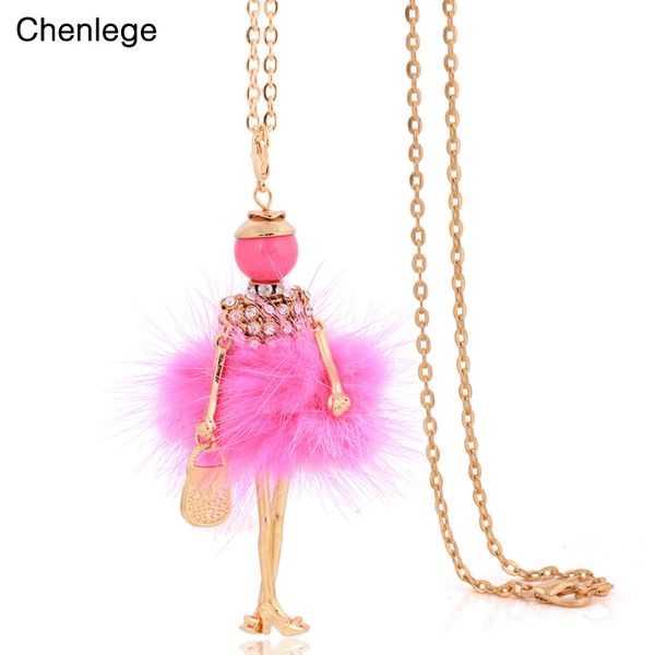 

chenlege charms fashion long chokers fur necklace pendants for women cute classic necklace big chains, Silver