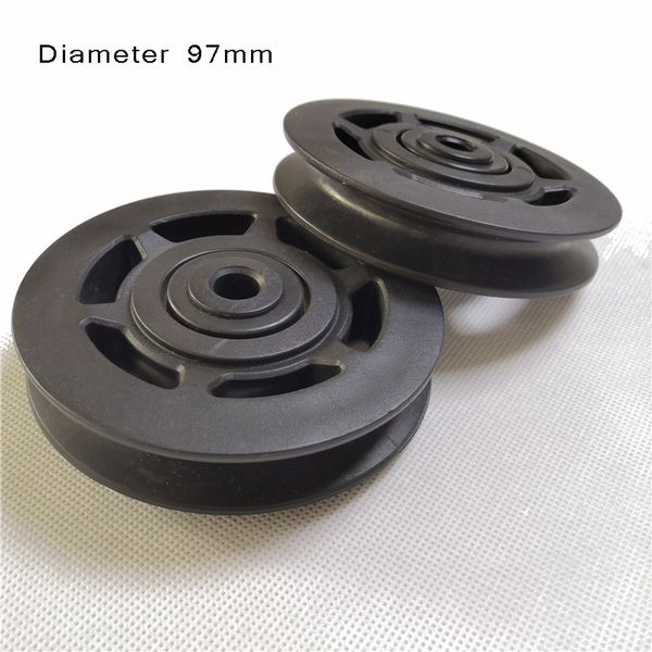 

accessories diameter 97mm cable fitness equipment general pulley nylon wheel, u groove bearing wire rope guide roller