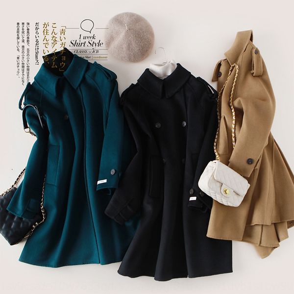 

ciei1 new korean double-sided cashmere overcoat 2020 women's mid-length with hat new korean double-sided cashmere overcoat 2020 windbre, Black
