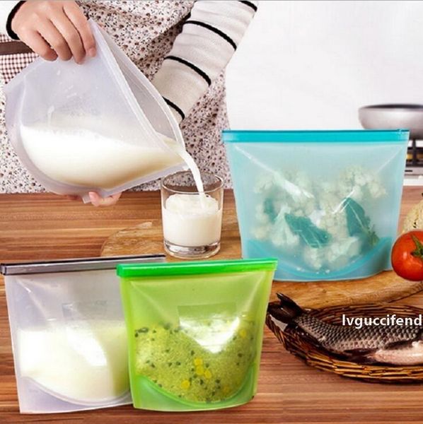 

food preservation bag candy color vacuum silicone food packaging bag reusable frozen food storage bags refrigerator zipper bag cls115