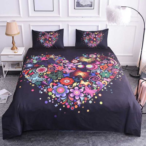 

zeimon love heart bedding set black girl home textiles double bed set twin  king duvet cover with pillowcase