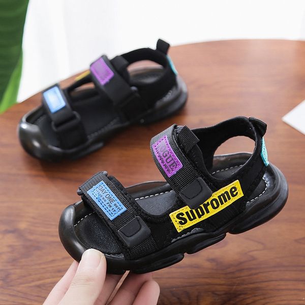

2020 baotou shoes shoes boys' korean style children's sandals fashionable soft bottom anti-skid children's sandals, Black;red