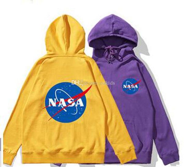 

new 100% cotton nasa letter printed sweatshirts men women spring autumn hooded long sleeve hiphop youth couples designer hoodies clothing, Black