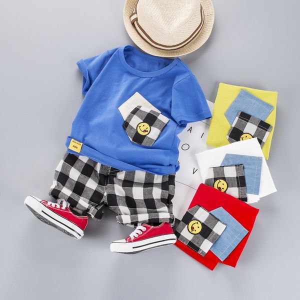 

summer 2020 new children's boutique kids clothing short sleeve t-shirt and pants toddler boy clothes sets, White