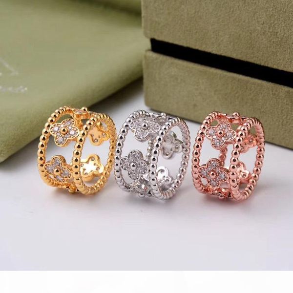 

yellow rose white gold plated cz stone kaleidoscope hollow flower rings for women men new arrival luxury fashion jewelry wholesale, Silver