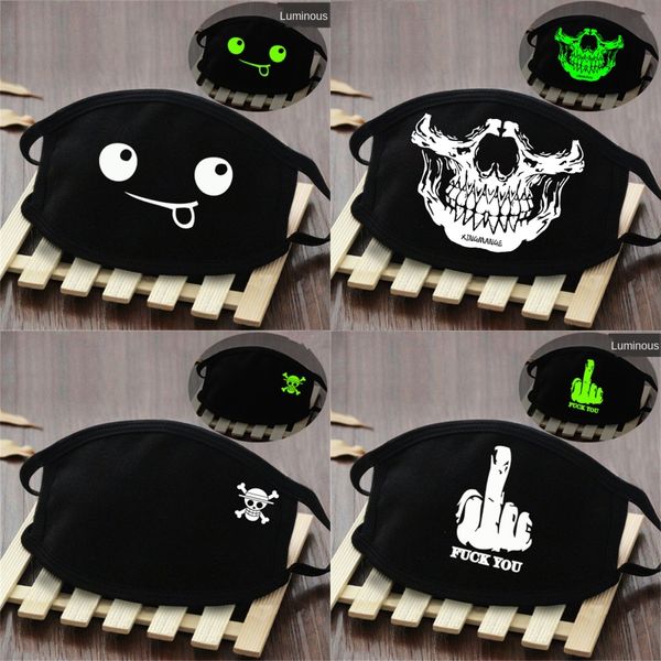 

customize skull face mask reusable cartoon print cubrebocas con mica ultraviolet proof washable running riding bike protective pjare#400, Black