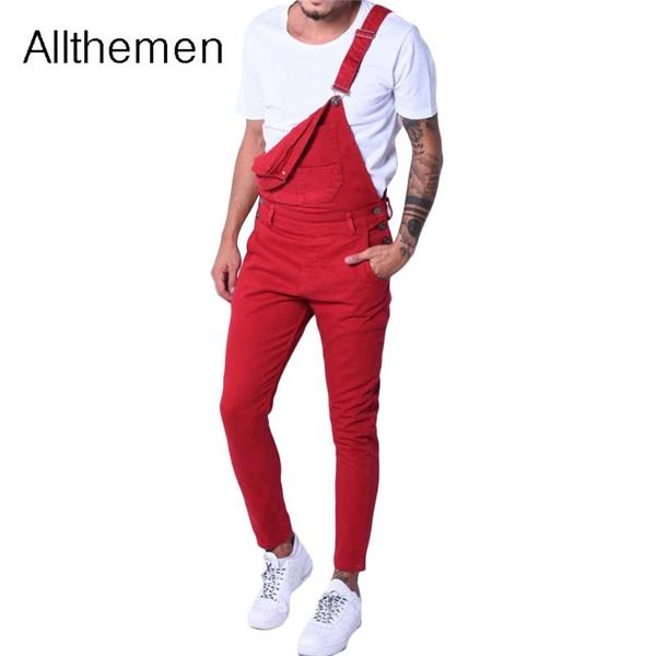 

men's jeans allthemen mens denim overalls jumpsuits cowboy male jean dungarees high street hip hop fashion jumpsuit pants trousers, Blue