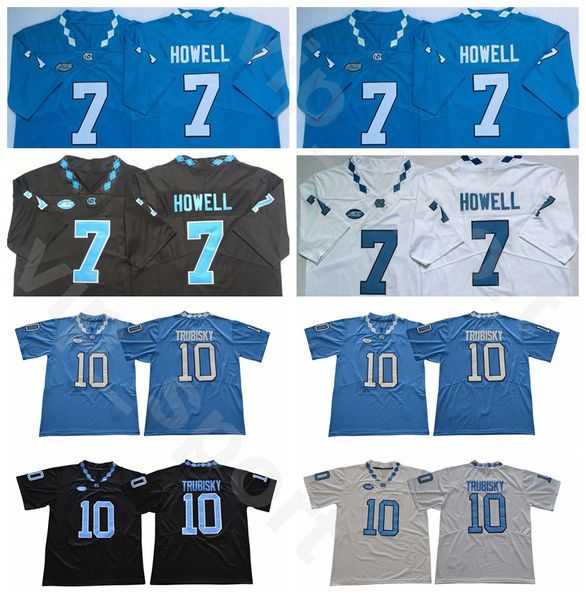 College North Carolina Tar Heels Fußball 10 Mitchell Trubisky Trikot 7 Sam Howell Schwarz Blau Weiß Farbe Ed University Atmungsaktiv