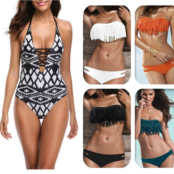 

strapless elastic women bikini set push up swimsuits sport fringe swimwear beachwear low waist thong biquine bikini suits, White;black