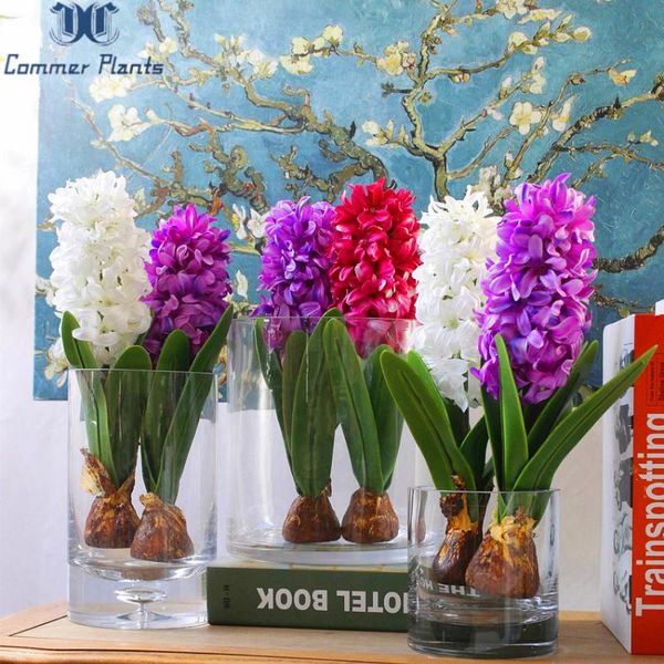 

1 pcs artificial flower hyacinth with bulbs home table bonsai potted home garden office decoration wedding christmas decoration