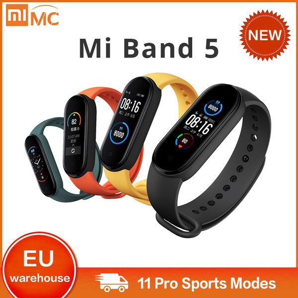 

2020 xiaomi mi band 5 smart bracelet 4 color amoled screen miband 5 fitness tracker sport waterproof smartband bluetooth 5.0
