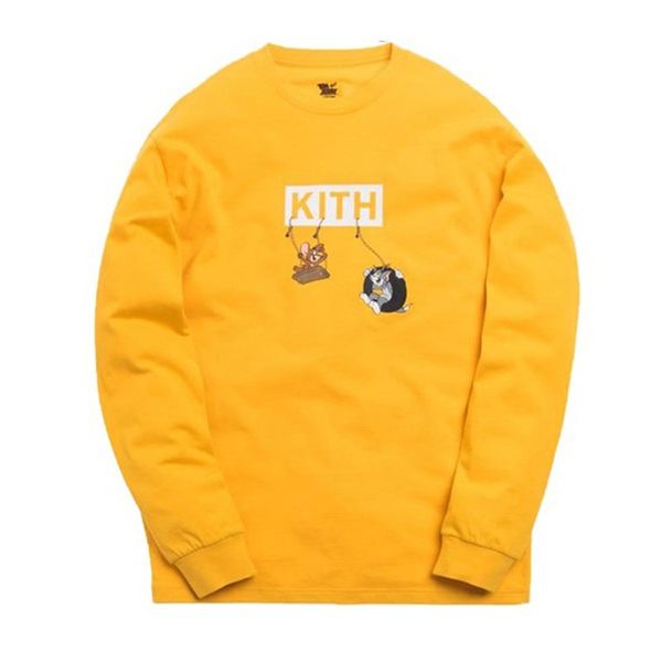 

2020 19ss kt x tom & jerry ls friend tee long sleeve sweatshirt cat and mouse cartoon fashion high street t-shirt hflstx474, White;black