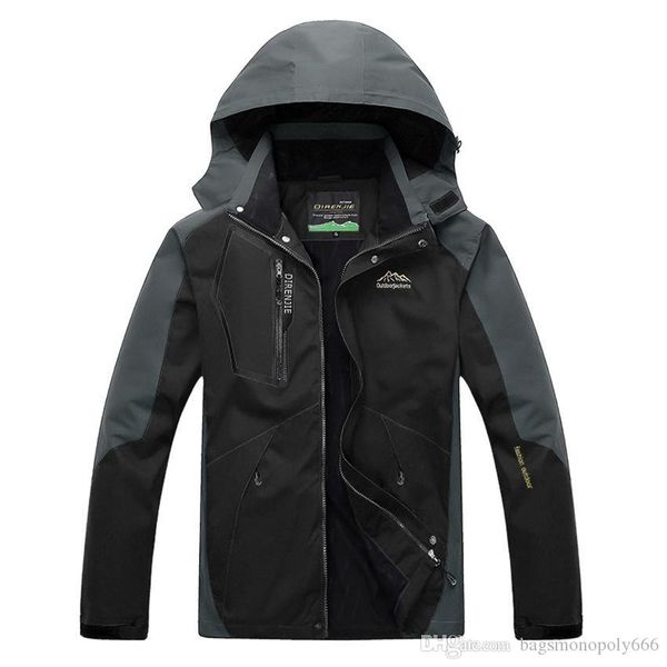 

autumn winter designer men and women with the same mountain climbing camping hooded windproof waterproof zipper jacket, Black