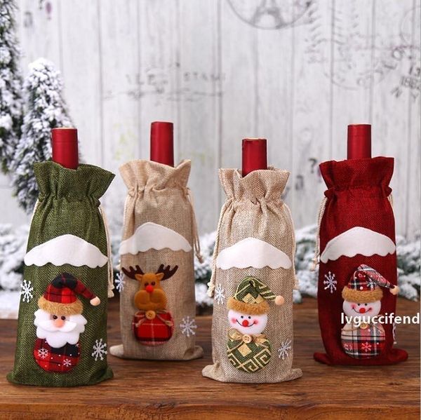 

red wine bottle cover xmas santa champagne wine bag christmas decorations 30*14cm red wine bottle cover bags xmas gift lxl346