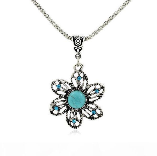 

e good a ++fashion jewelry personalized turquoise handmade hollow petals bracelet long necklace wfn421 (with chain )mix order 20 pieces, Silver