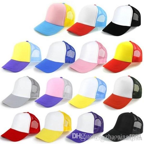 Cappello da camionista semplice Berretto da baseball in rete Visiera parasole estiva Regolabile Snapback Vuoto Adulto Uomo Donna Accessori sportivi Nero Blu Rosso Giallo Viola Rosa 22 colori