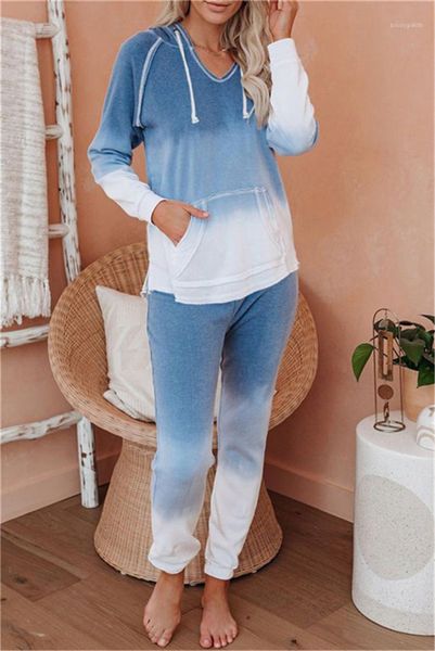 

color tracksuits 2pcs long trousers clothing sets women mid waist two piece pants womens designer gradient, White