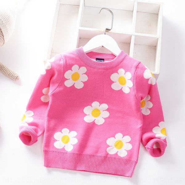 

korean style girl pullover flower sweater double pullover base shirt foreign style children's knitted sweater children's top, Blue