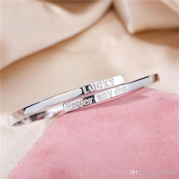 

small group design lucky s925 sterling silver bracelet women simple fashion english letter bracelet manufacturer wholesale, Black