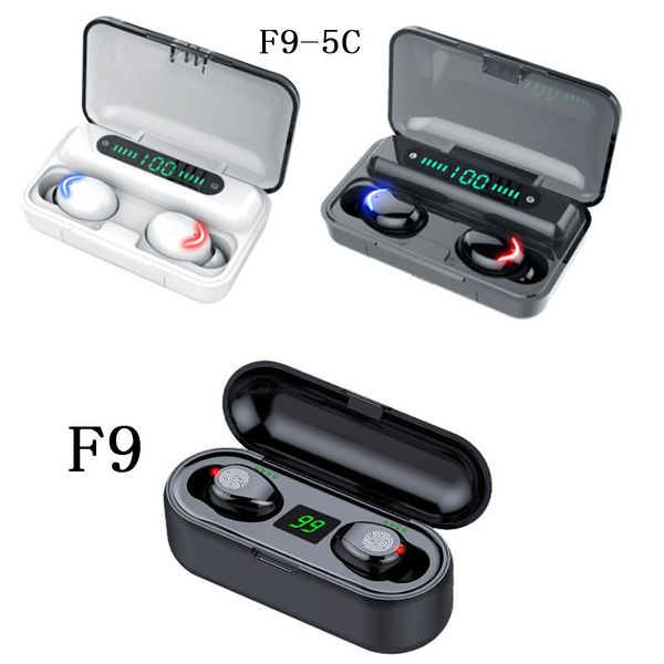 

new brand wireless earphone bluetooth v5.0 f9 tws stereo wireless bluetooth headphone led display with 2000mah 1200mah power bank headset