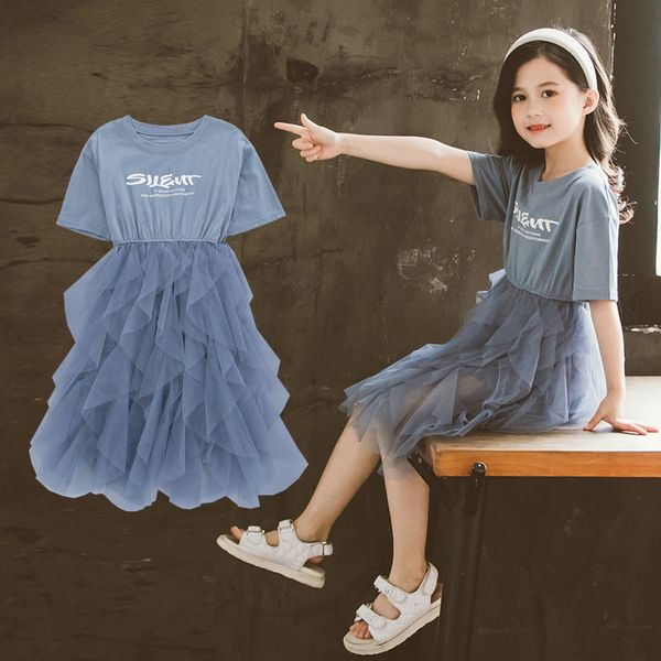 

girls dress summer new korean-style super foreign-style net red childrens dress puff yarn skirt summer, Red;yellow