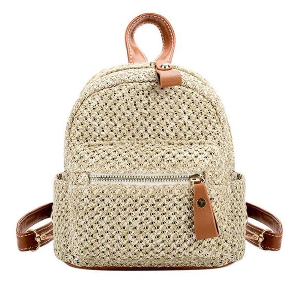 

солома женщины рюкзак цепи мини-сумки плеча плетение полые beach girls satchel schoolbag мода женский маленький рюкзак # 30