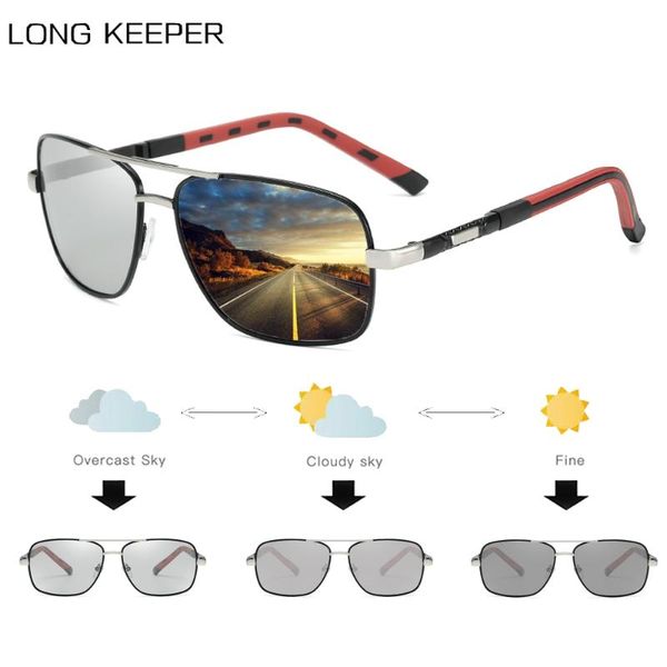 

pchromic sunglasses men polarized chameleon glasses male change color sun glasses women safty driving oculos masculino, White;black